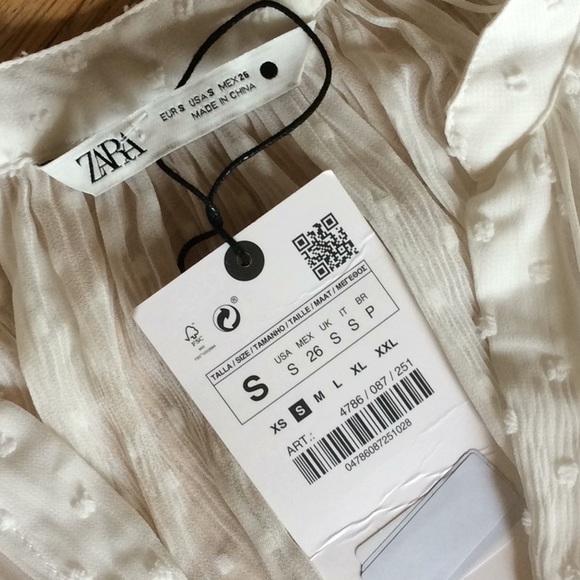 Zara white crinkle dotted Swiss button front dre - Picture 8 of 14